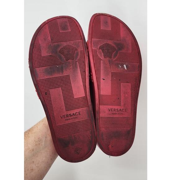 Versace Palazzo Medusa Pool Slides 'Cardinal Red Women's 9.5 Men's 8 - Picture 12 of 13